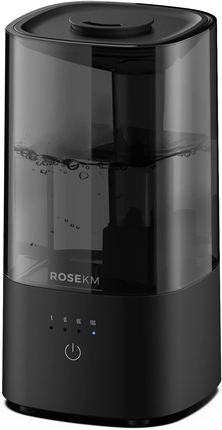 ROSEKM Cool Mist Humidifier - 2.0L Ultrasonic Design for Bedroom & Nursery | Quiet, Filterless, Auto Shut-Off, Black
