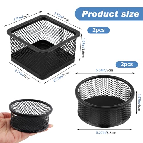 4-Pack Stackable Mesh Paper Clip Holders for Desk Organization