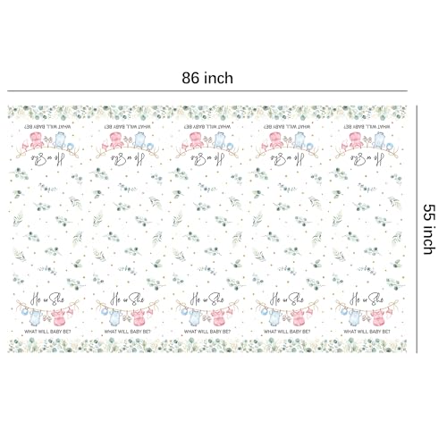 3-Pack Greenery Gender Reveal Tablecloths | 86x55in Disposable Covers
