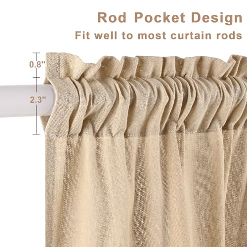 Likiyol Linen Ruffle Swag Valance, Farmhouse Rustic Window Curtains, 60x36