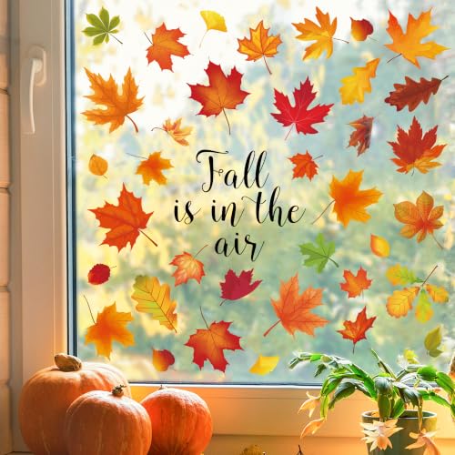 Fairooth 8 Sheets Autumn Fall Window Clings Reusable Thanksgiving Decor