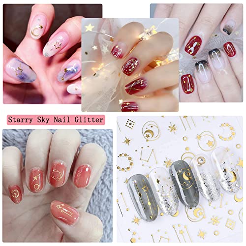 12 Sheets Gold Nail Art Stickers Set 3D Self-Adhesive Metallic Decals