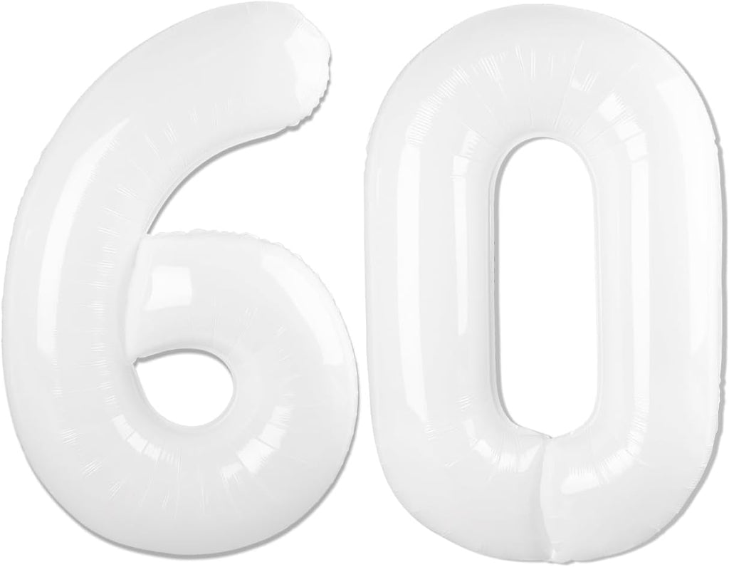 Translucent Number 60 Balloon by [Brand Name] - 40-Inch White Birthday Decoration for 60th Party