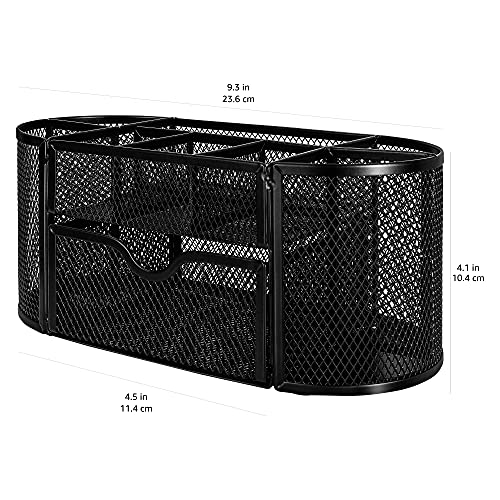 Amazon Basics Mesh Desk Organizer with Pen Holder & Drawer, Black