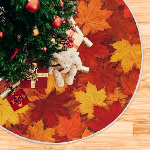 SUABO Autumn Leaves Christmas Tree Skirt 48 Inch Fall Holiday Decor