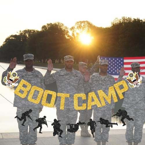 Boot Camp Banner Set - Military Party Decorations with Garland