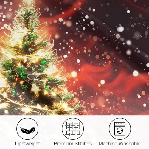 Christmas Satin Pillowcase for Hair and Skin, Snowman Design, Queen Size 20x30 Inch Glitter Tree, Breathable & Soft