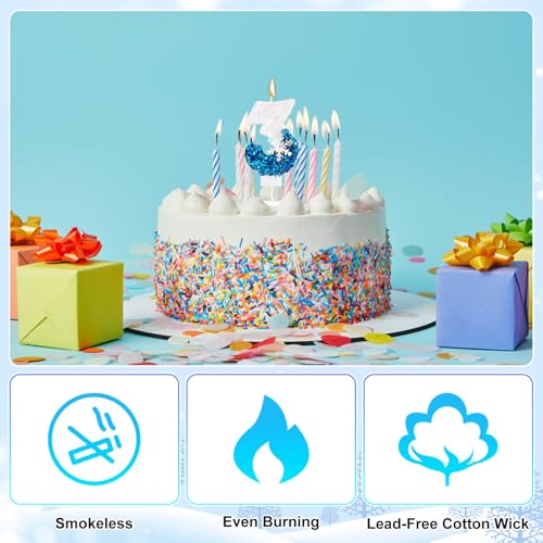 Snowflake Sequin Number 3 Birthday Candle - Elegant Cake Topper