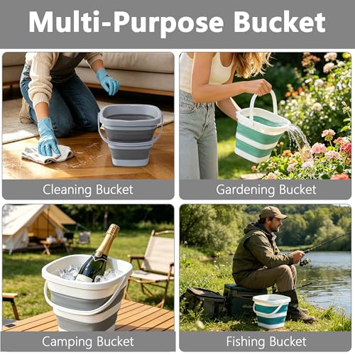 Tiawudi Teal Blue Collapsible Bucket - 1.32 Gallon Portable Mop Tub