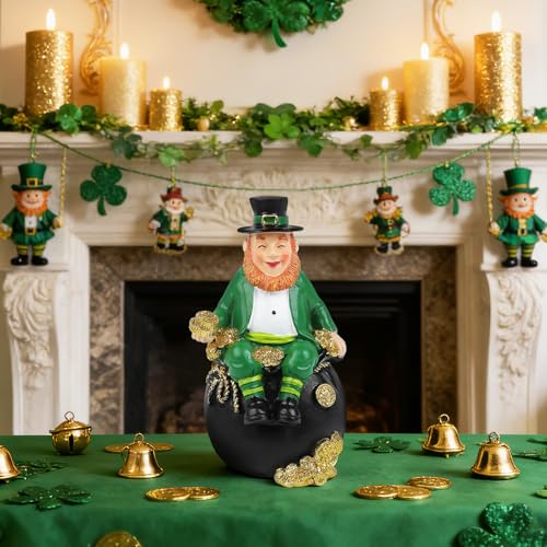 St. Patrick's Day Resin Gnome Figurine 5.7 Inch Irish Leprechaun Decor