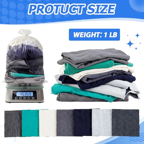 Reusable Cotton Cleaning Rags Set - 1 lb Multi-Color Absorbent Cloths for Home & Auto