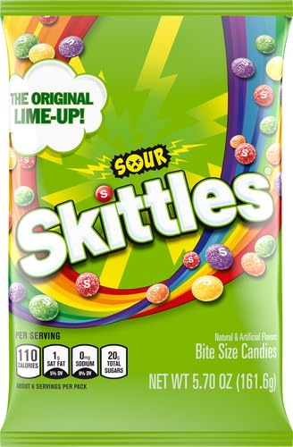 Sour Skittles Candy - 5.7 Oz Pack of 12, Tangy Gummy Fruit Chews