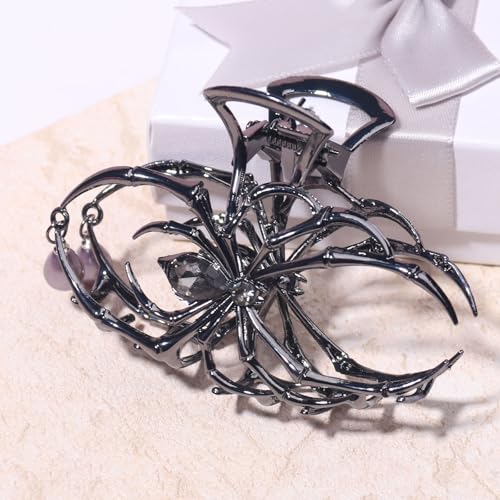 Spider Hair Claw Clip Metal Rhinestone Halloween Hair Accessory