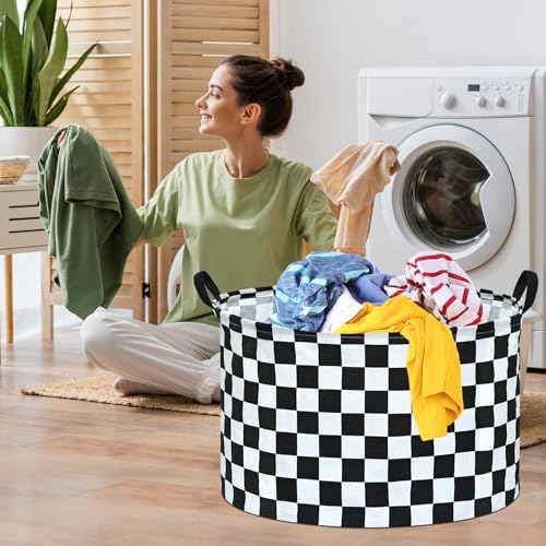 MAIZMZ Checkered Extra Large 80L Kids Laundry Basket Waterproof Collapsible Toy Organizer
