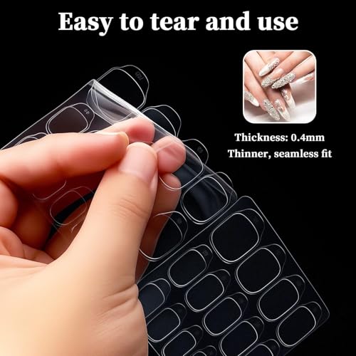 Asofelk Nail Adhesive Tabs 600 PCS Clear Ultra-Thin Double-Sided Press on Nail Stickers