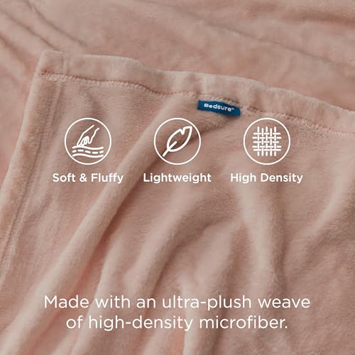 Bedsure Twin Fleece Blanket Dusty Pink Lightweight Microfiber Bed Couch Sofa