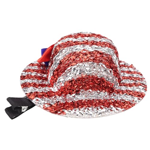Needzo 4th of July Glitter Flag Hat Clips - Patriotic Hair Bow Barrettes (2 Pack)