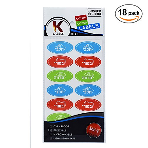 Assorted Kosher Food Labels Set - Waterproof, Oven Safe, Color Coded, Multi-Language