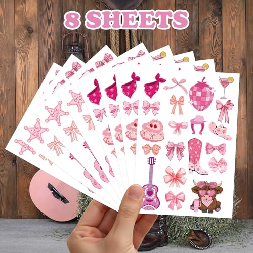 Pink Bow Temporary Tattoos 8 Sheets Cute Coquette Party Favors