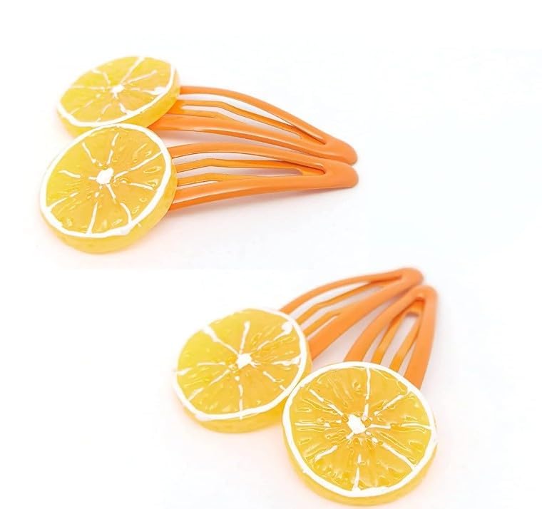 Orange Slice Snap Hair Clips 4-Piece Cute Fruit Hair Barrettes