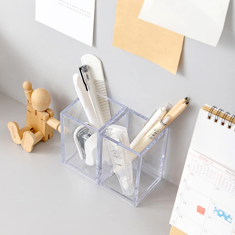 3 Pack Clear Acrylic Makeup Brush Holder and Desk Pencil Cup Organizer