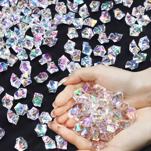 Ceya Clear Holographic Fake Ice Rocks - 220 Pcs Acrylic Vase Fillers