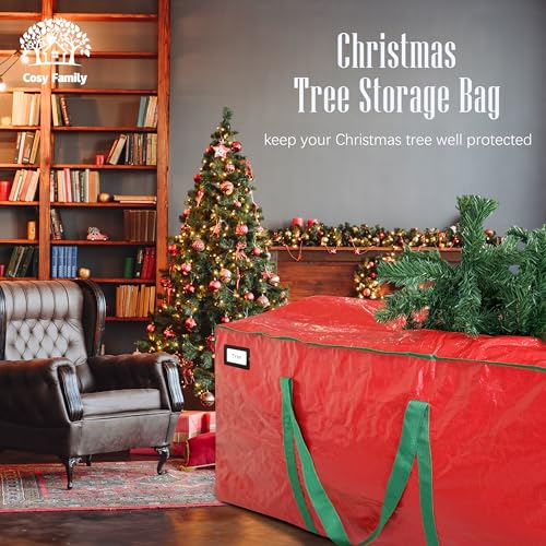 Cosy Family 7.5 ft Christmas Tree Storage Bag - Durable Heavy Duty Red Tote