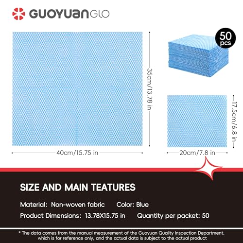 Heavy Duty Disposable Dish Cloths - 50 Pack, 15.75" x 13.78"