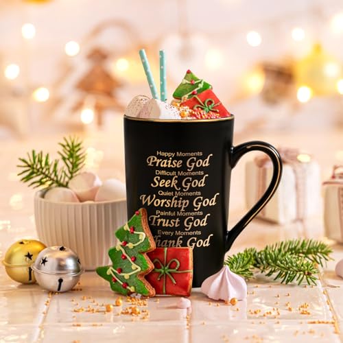Happy Moments Praise God Religious Coffee Mug 14 Oz - Inspirational Gift for Women Men