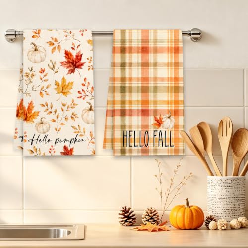 MUBIAO Fall Kitchen Towels Set of 2 - 13.5x23.5 Inch Decorative Hand Towels