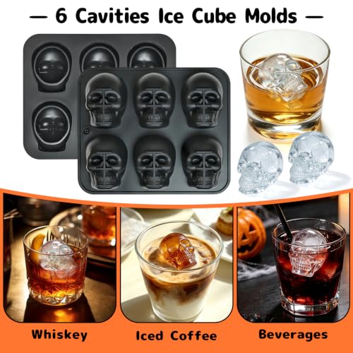 Skull Ice Cube Mold - 12 Cavity Silicone Mold for Baking & Whiskey