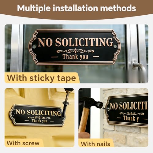 CBCJIEHUXL Premium Brass No Soliciting Sign - 6" x 2.4"