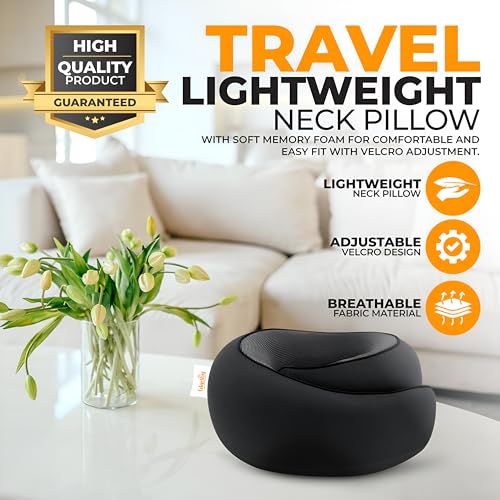EdgeVoy Memory Foam Travel Neck Pillow with 360° Ergonomic Support, Washable Cover