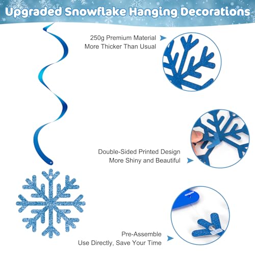 Frozen Snowflake Hanging Decorations Set - Winter Party Streamers & Ornaments