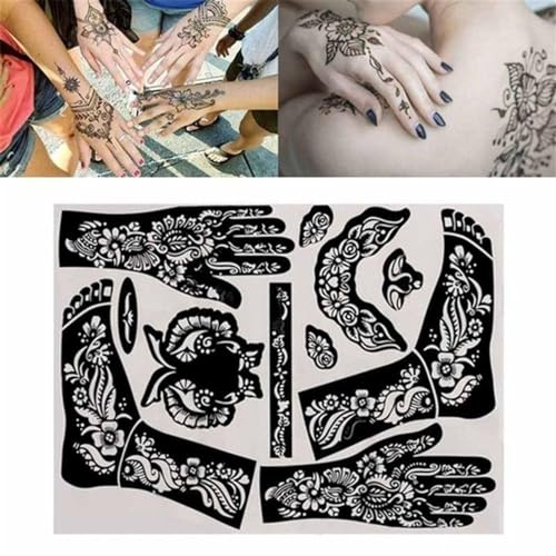 Henna Tattoo Stencils Kit - Reusable Indian & Arabian Body Art Templates