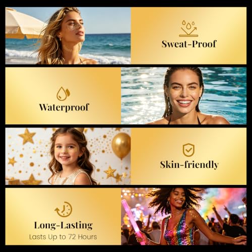 PAPIONE Glitter Freckles Makeup Patches 24PCS Gold Face Tattoos