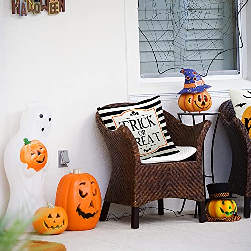 Halloween Pillow Covers Set of 4 - 18x18 Linen Cushion Covers