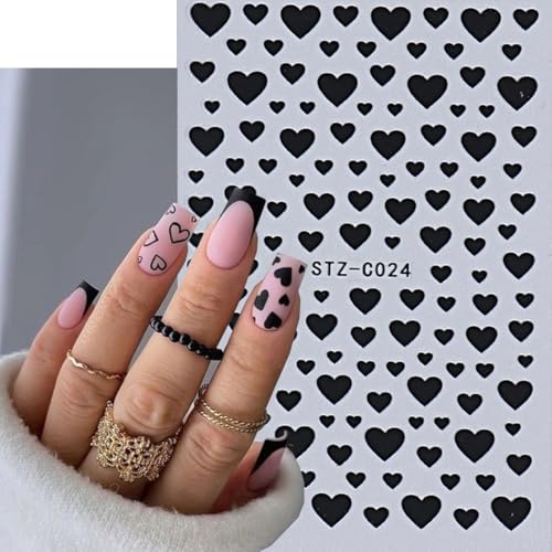 Valentine Heart Nail Stickers 3D Self-Adhesive Love Decals