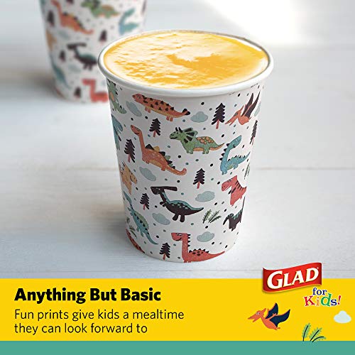 Glad Kids Disposable Paper Cups, Dinosaur Design, 9 Oz, 20 Count