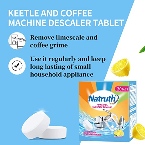 NATRUTH Limescale Removal Tablets for Kettles & Coffee Machines - Pack of 20