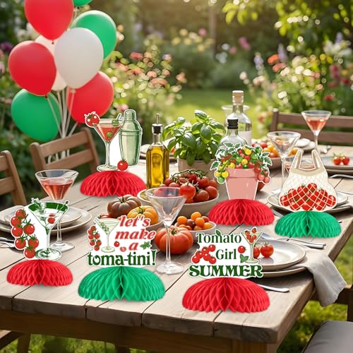 Funmemoir Tomato Girl Summer Honeycomb Centerpieces 8-Piece Table Decor