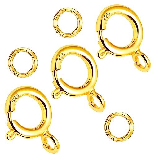 925 Sterling Silver Spring Clasps with Jump Rings for Jewelry Making
