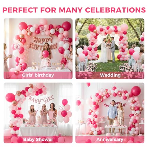 150PCS Pink Rose Gold Balloon Kit for Party Decorations
