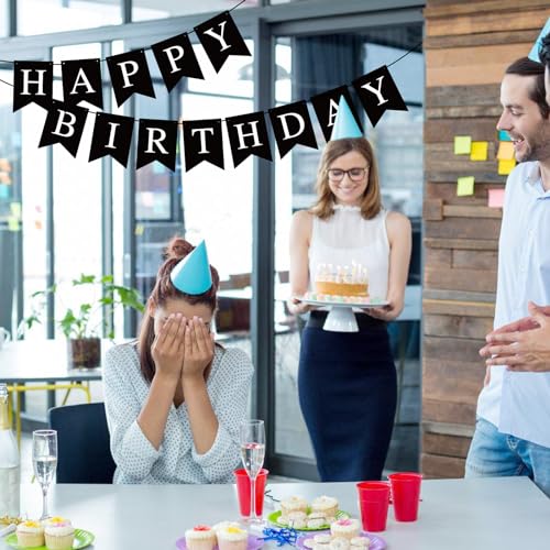 Black Happy Birthday Banner for Kids & Adults - Party Decoration