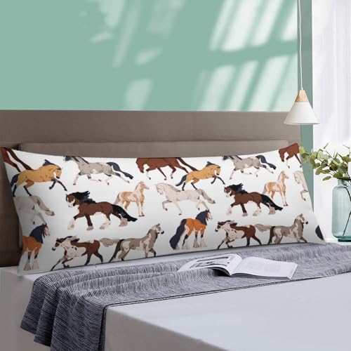 Cartoon Horse Body Pillow Cover 20x54 - Cozy Decorative Case