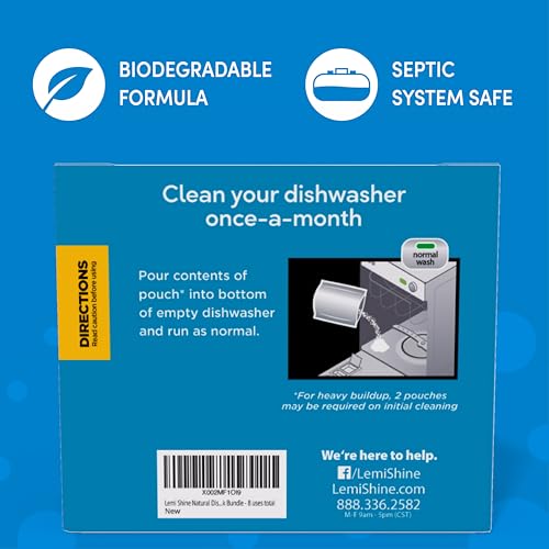 Lemi Shine Dishwasher Cleaner 14.08 oz (Pack of 2) - Eco-Friendly Hard Water Stain Remover