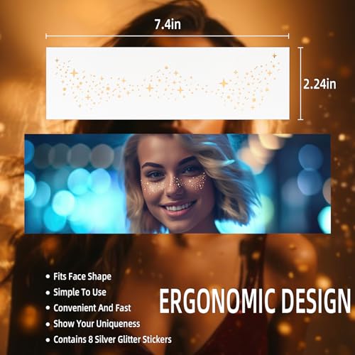 Glitter Freckles Face Tattoo Patches Gold Water-Resistant Makeup 10 Sheets