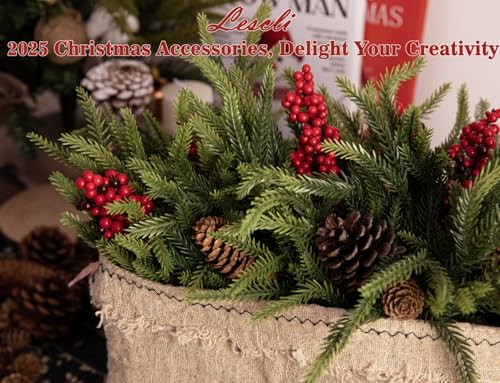 Artificial Red Berry Stems for Christmas Decor 13.8" Waterproof Holiday Wreaths & Crafts
