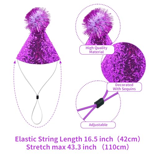 Pai Sence Pack of 10 Mini Party Hats for Stuffed Animals Toys, 1.9x3.3 Inches, 10 Color Variations