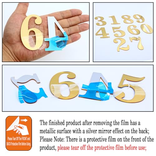 Gold Mirror Acrylic Number Cake Toppers - 20 Pieces for Celebrations